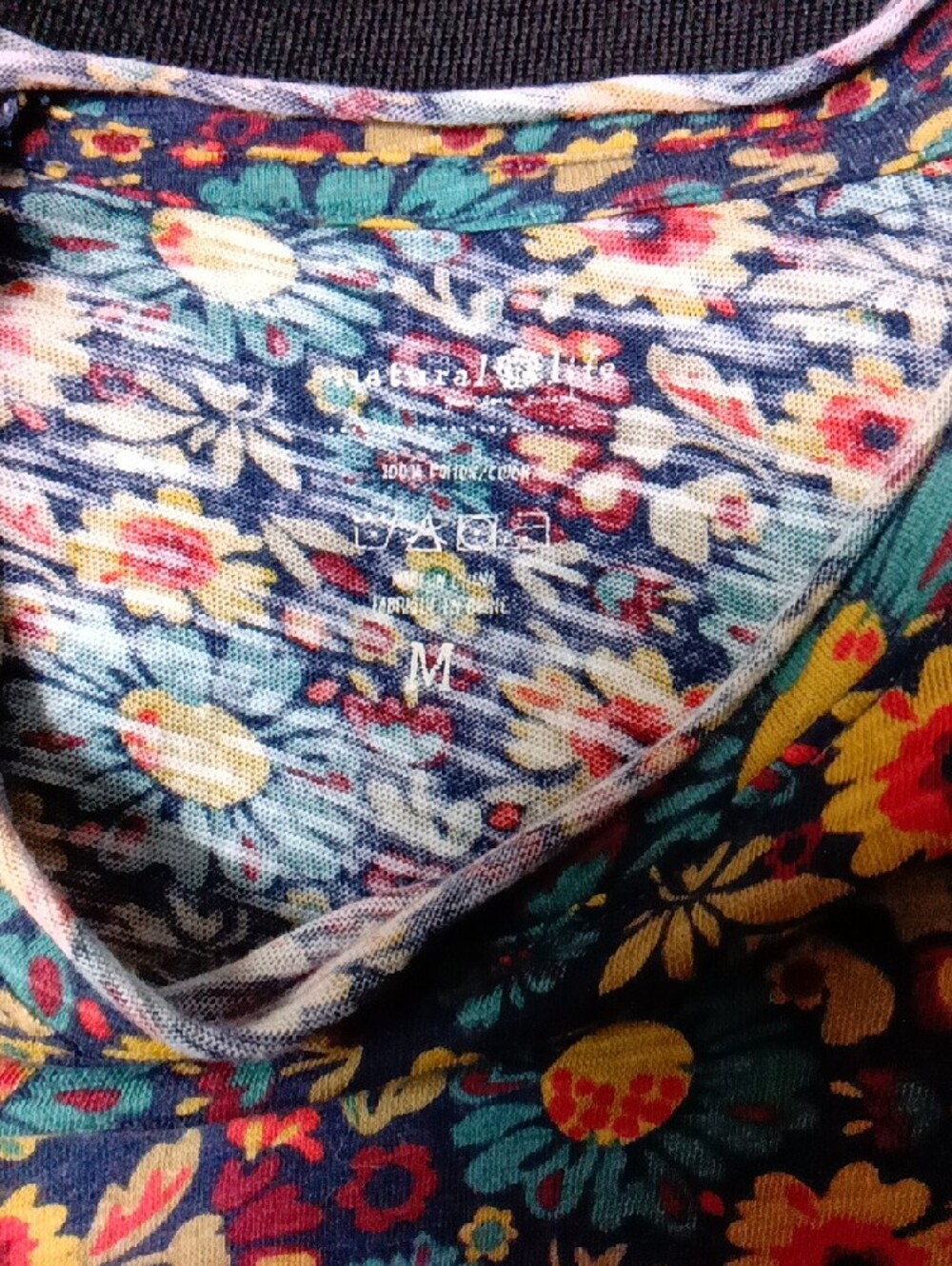 NATURAL LIFE Floral Crewneck Long Sleeve Top in Teal, Yellow & Burgundy - Picture 2 of 3